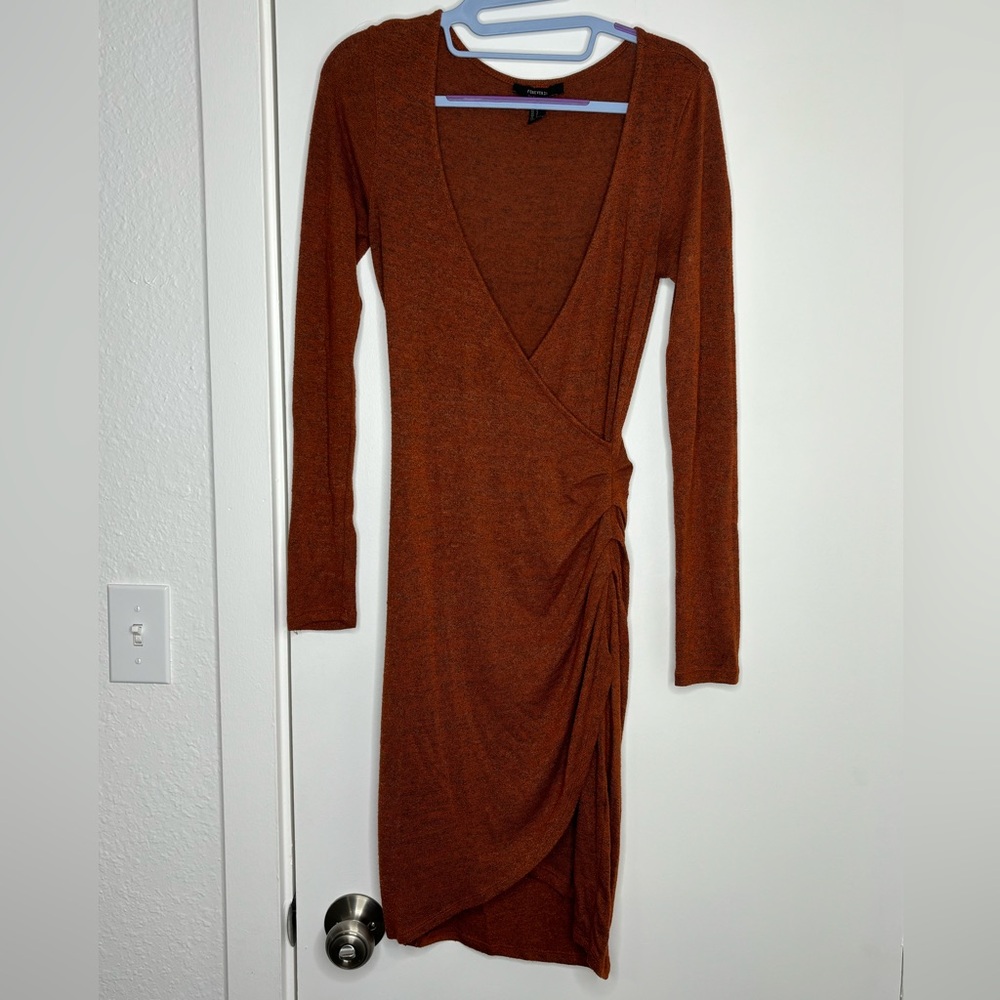 Long Sleeve Wrap V-Neck Dress